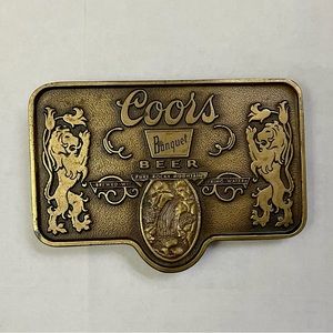 VINTAGE 1970’s COORS BANQUET BEER belt buckle 4” x 2” perfect for Halloween
